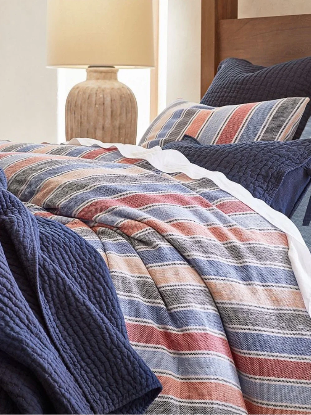 NWOT Pottery Barn Silas Striped Cotton Queen Duvet Cover